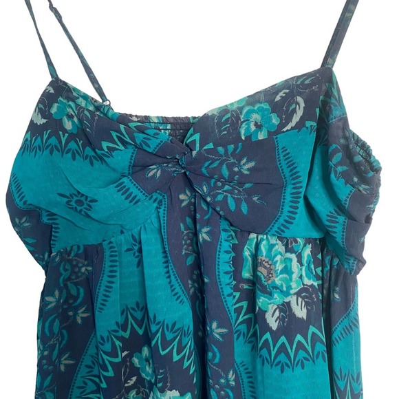 Free People Size L Eternal Spring Babydoll Boho Mini Dress Blue Floral - Picture 10 of 15